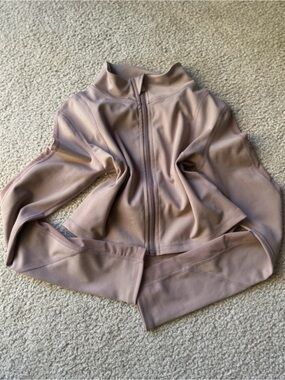 OOTDFash Mauve purple crop sweater athletic Zip-Front Crew Jacket